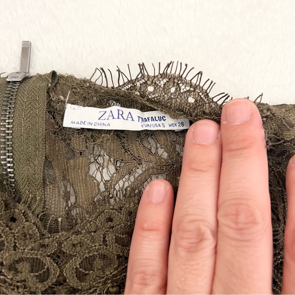 Stunning ZARA Olive Guipure Lace Top - Picture 5 of 7